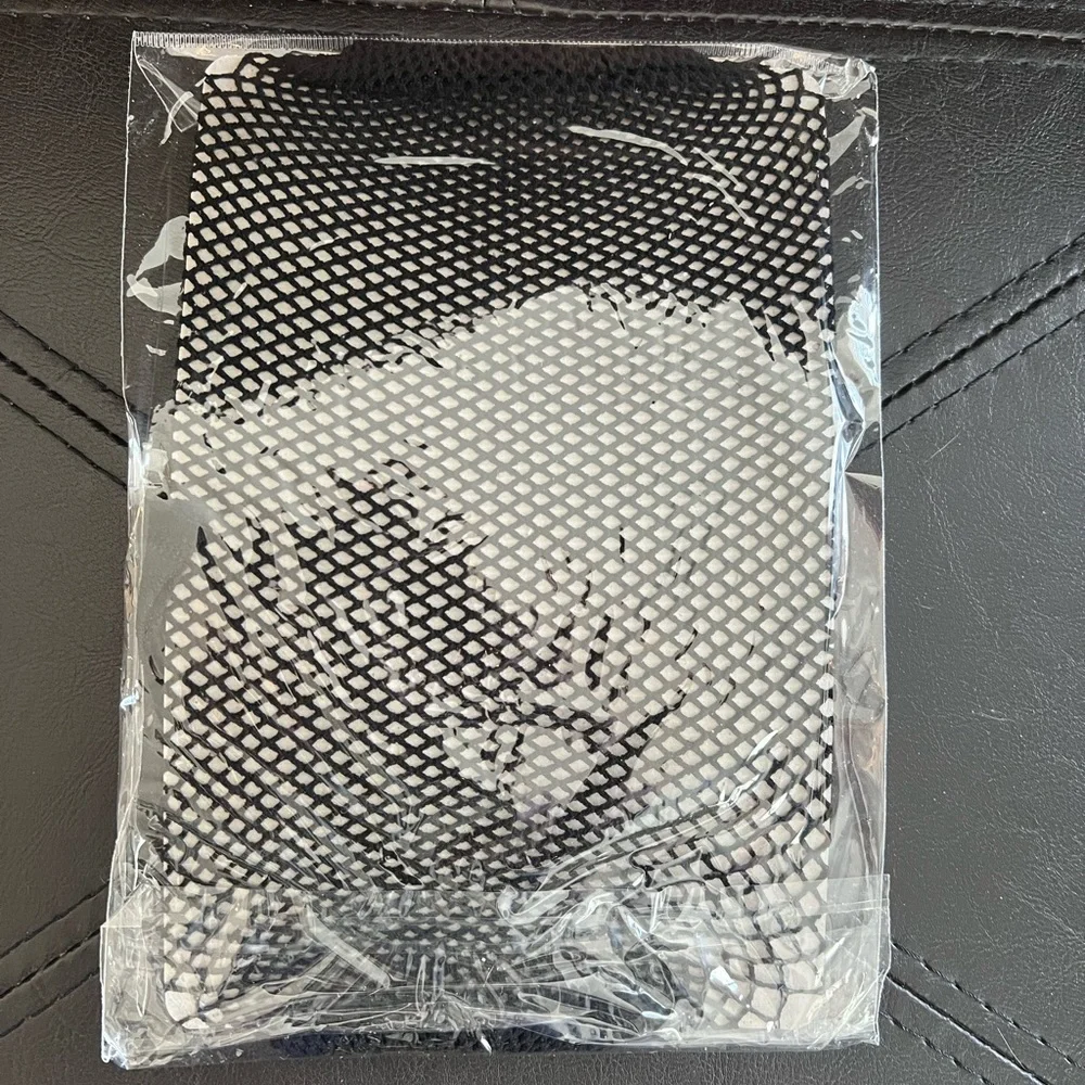 Frederick’s of Hollywood Black Lace Top Fishnet Stockings with Backseam. NWT.